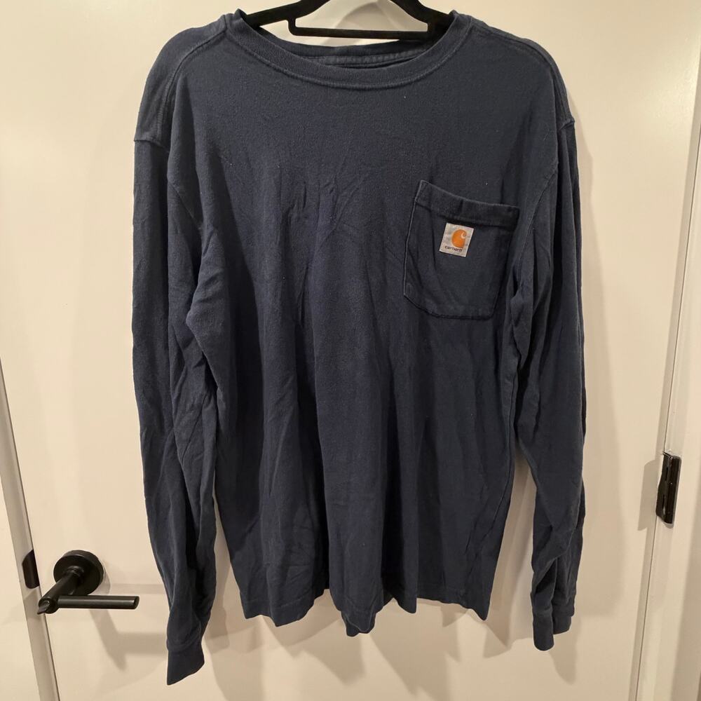 Carhartt Long Sleeve Graphic Navy T-Shirt Born To Hunt Relaxed Fit Labrador